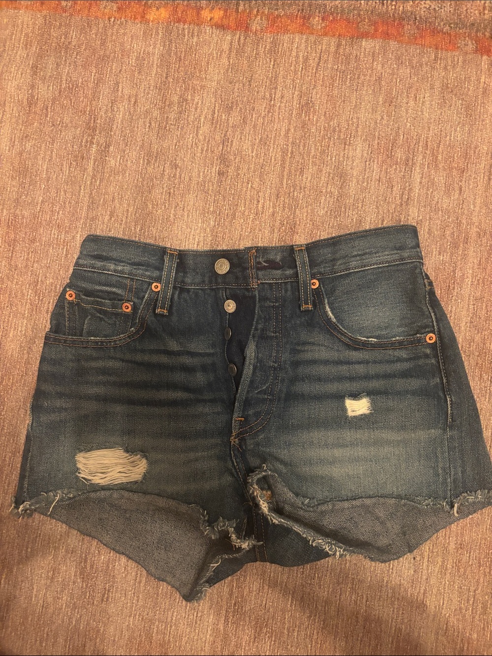Levi 501s Blue Denim Jean Shorts - Button Fly